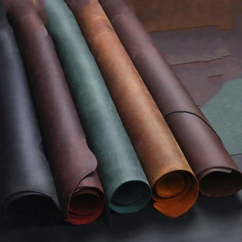 

Crazy Horse Leather Material DIY Hand Leathercraft Vintage Oil Tanned Leather Piece Pull-Up Cowhide First Layer of Leather
