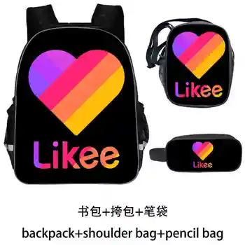 

Russia Type "LIKEE 1 (Like Video)" 3D Printing Backpack For Girls 3pcs/set Laptop Backpack School Bags for Teenage Cartoon bag