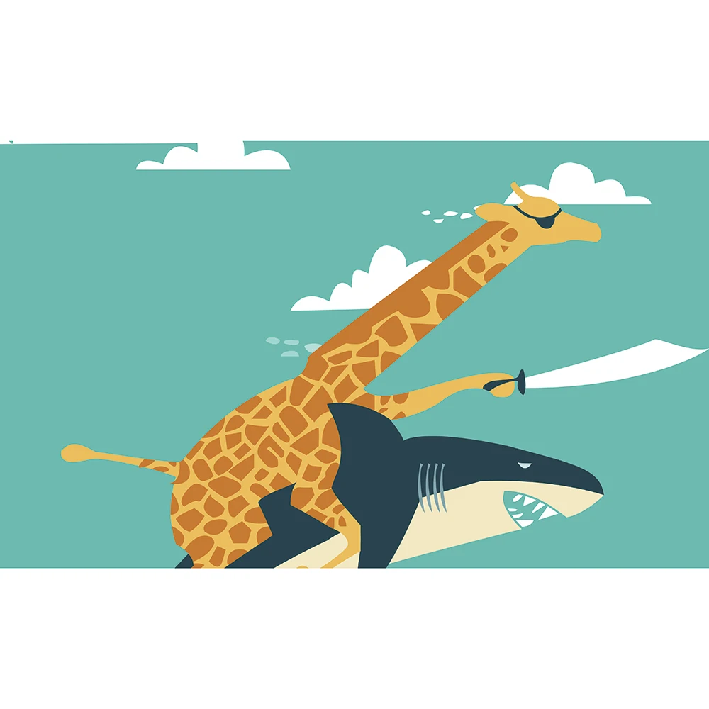 Cheap 3x5ft Giraffes ride sharks Flag For Decoration Indoor Or Out Door Polyester Advertising Promotion | Дом и сад