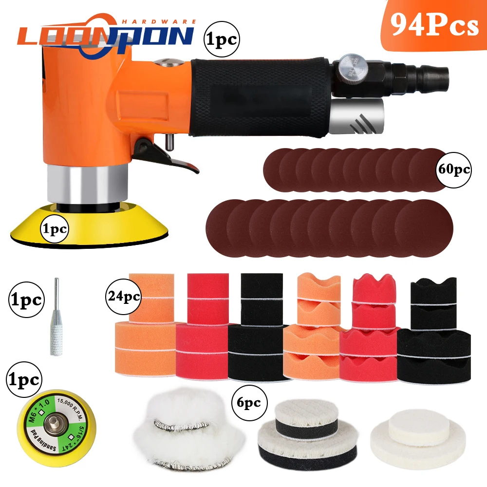 

NEW Air Sander Mini Pneumatic Grinding Machine Set 2inch 3inch Buffing Pad Polishing Pad Kit For Car Polisher