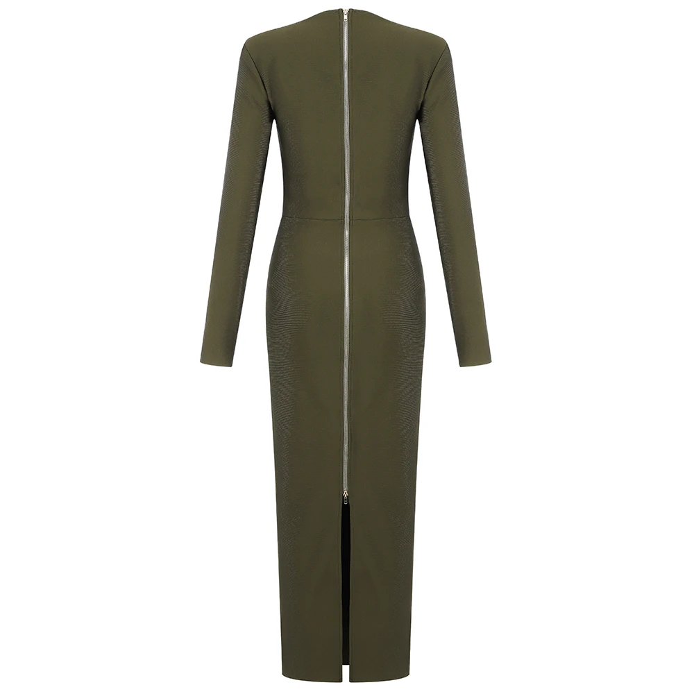 2021 New Spring Women\'s Long-Sleeved Bandage Dress Sexy V-neck Slim Dress Pacthwork Celebrity Night Show Bodycon Party Vestido