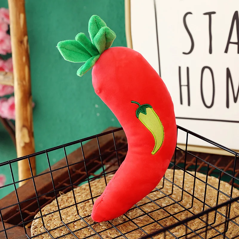 New 8inch Creative Simulation Fruits Vegetables Stuffed Plush Toys Super Soft Apple Banana Pepper Carrot Plush Pillow Kids Gift - Цвет: 35cm red pepper