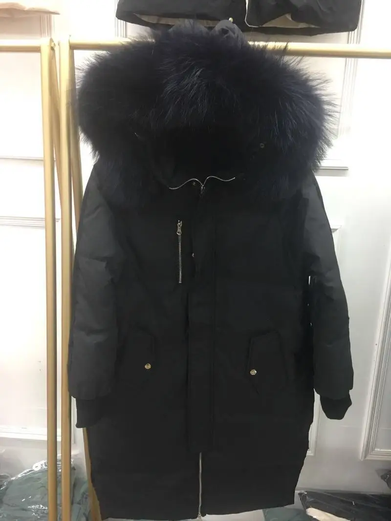 

Down Duck Winter Jacket Hooded Long Winter Coat Women Fox Fur Collar Puffer Jacket Overcoat Piumino Donna KJ3234