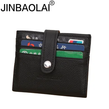 

New Hasp Genuine Leather Business ID Cards Holders Black Coffee Solid Credit Card Holder For Unisex Designer Free Shipping