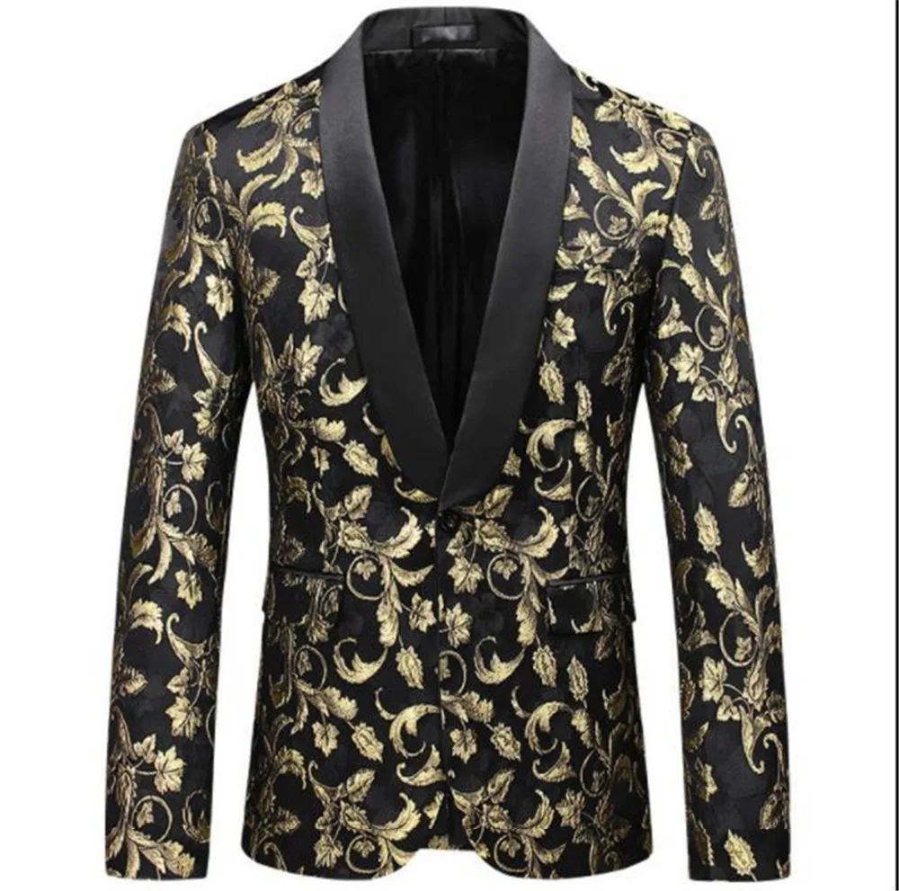 New BOwiths Men's Elegant Slim Fit One Button Jacquard Suit Jackets Suitable for Formal/Casual Dressing