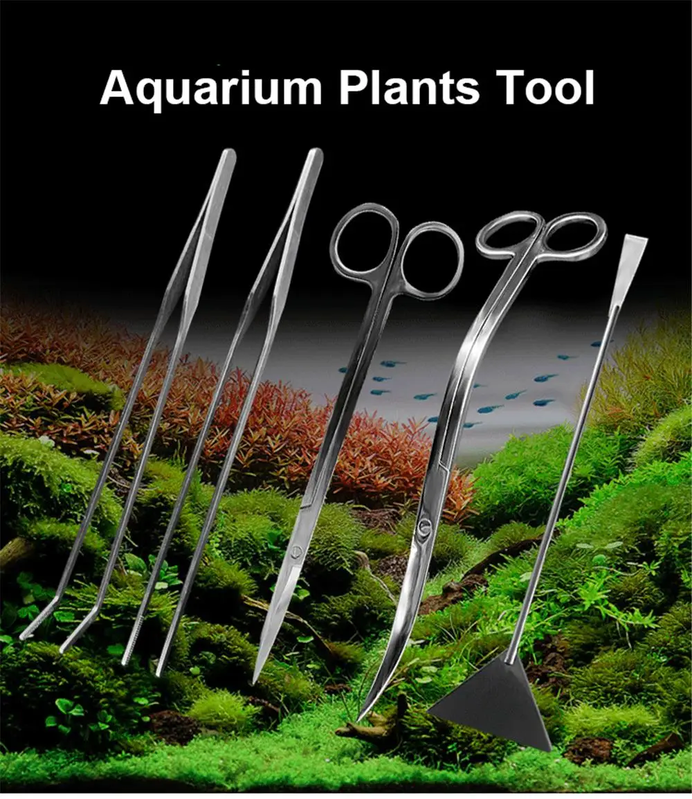 1Pc Aquascape Tool Fish Tank Scissor Tweezer Spatula Algae Scraper Storage Rack Stainless Steel Aquatic Plants Aquascaping Tool