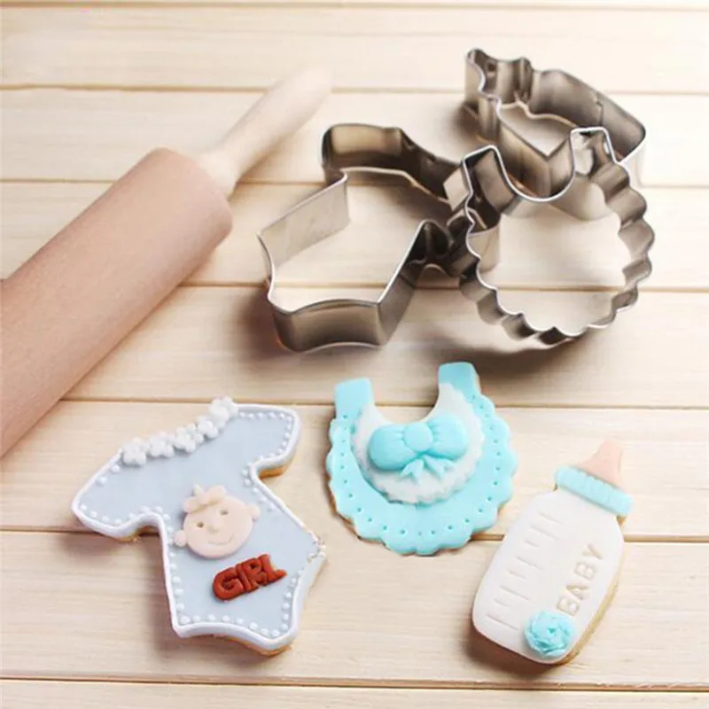Description Picture 4 of itemDIY Baby Shower Bottle Bib Shape Biscuit Cookie Chocolate Cutter Fondant Feeding Christmas Bottle Cake Mold Pastry Kitchen Tools