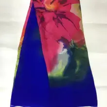 Чистый натуральный шелк тутового шелка шифон цветочная ткань с принтом материал нашивка женское платье GHD13