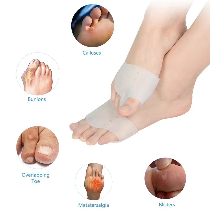 1 Pair Silicone Forefoot Pad Toe Separator For Bunion Overlapped Toes Correction Preventing Blisters Corn Calluses Foot Care