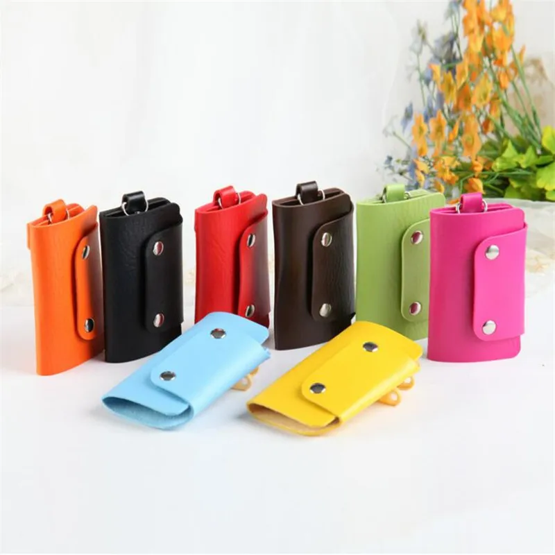 Key Organizer Key Case Key Purse Key Holder PU Leather Keychain Men Women Key Holder Organizer Pouch Split Car Key Wallet Housekeeper Case Mini Card Bag Wallet Cover