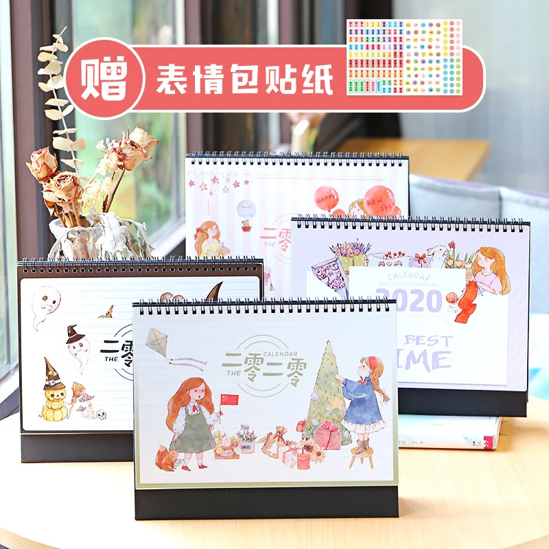 

2020 Large Desktop Standing Coil Paper Calendar Memo Daily Schedule Table Yearly Agenda Organizer Timetable Stationery