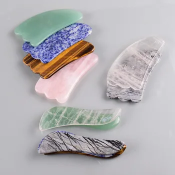 

A Set Natural Jade Stone Gua Sha Board Face-lift Scraper Face Massage Body Skin Relaxation Slimming Back Neck Health Care Tools