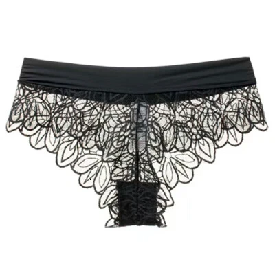black SP& CITY, французское Прозрачное нижнее белье с вышивкой, женские кружевные сексуальные трусики, цветочные линии, бесшовные трусы, нижнее белье, стринги - Цвет: black