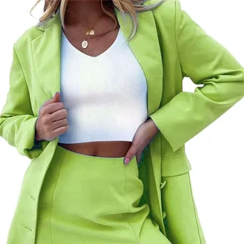 

2020 Autumn women blazers female 2019 Ladies Solid Turn Down Collar Long Sleeve Coat Parka Outerwear veste femme
