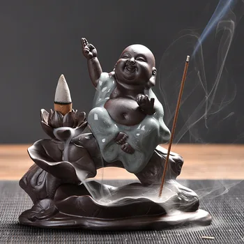

Monk Waterfall Backflow Incense Burner Ceramic Censer Oil Diffuser Incense Burner Holder Quemador Incienso Room Decor BW50XX