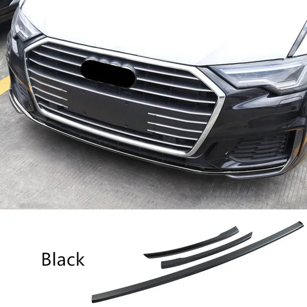 Автомобильный Стайлинг, полоски из нержавеющей стали для Audi A6 C8, накладка на передний бампер, декоративные наклейки, автомобильные аксессуары - Название цвета: Black