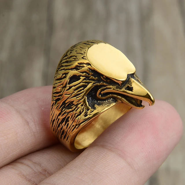 Milgrain Golden American Eagle Ring in Solid Rose Gold | Takar Jewelry