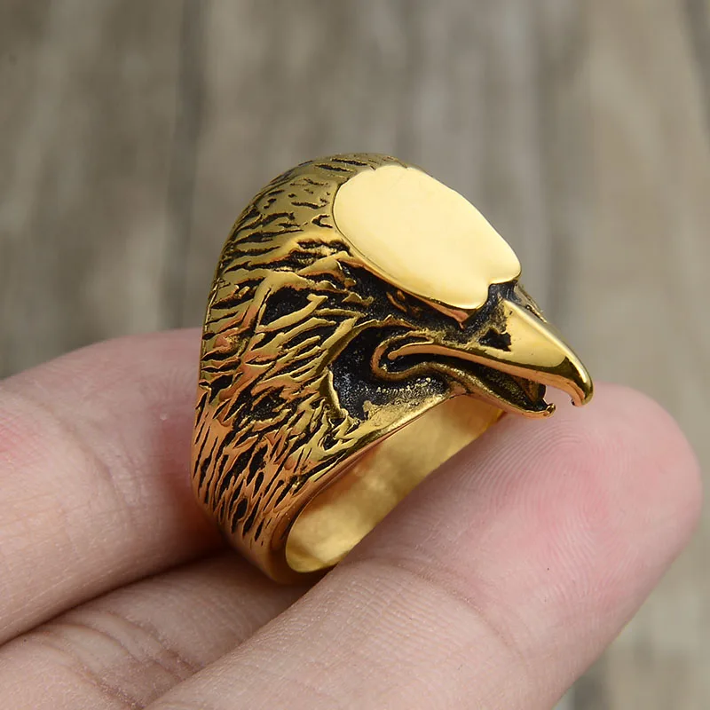 Valily Gold Egale Rings Talisman Viking Eagle Bird Ring For Men Stainless  Steel Punk Male Rings High Quality Jewelry - Rings - AliExpress