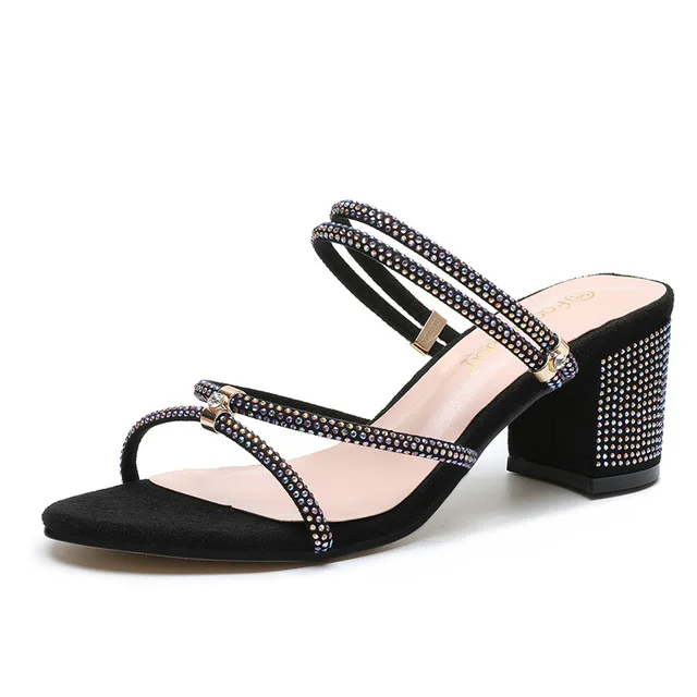 Verano Mujer Sandalias; коллекция года; модная пикантная обувь со стразами; обувь для женщин; обувь для фиесты; прозрачная одежда для женщин; caminar zapato - Цвет: Черный