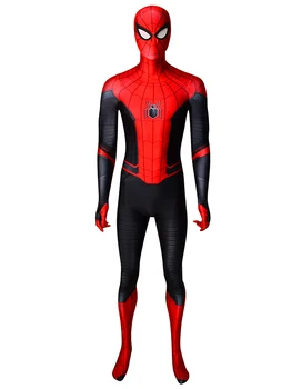 

Newest Far From Home Spiderman Costume 3D Printed Spiderman Cosplay Halloween Suit For Adult/Kids Detachable Mask