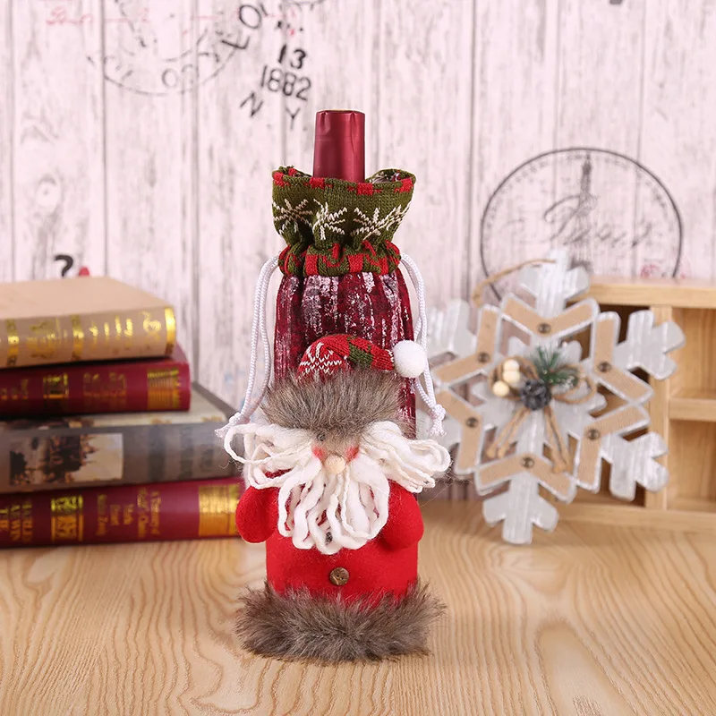 Новогодний Санта Клаус Снеговик бутылка вина пылезащитный чехол Noel рождественские украшения для дома Рождественский подарок декор для обеденного стола - Цвет: Santa Claus