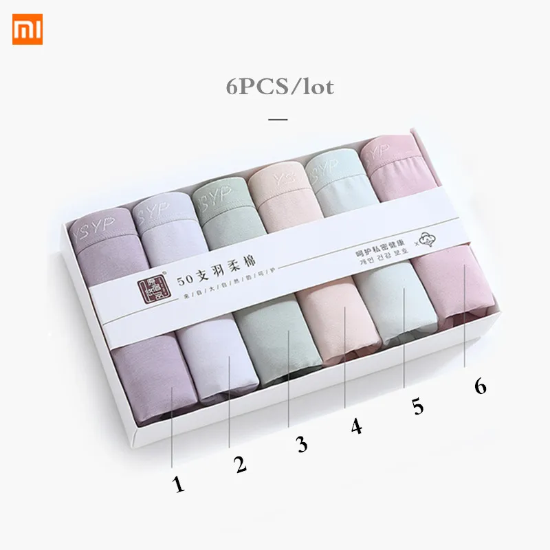 6 шт./лот, женское нижнее белье Xiaomi, женское Мягкое хлопковое нижнее белье, женские удобные дышащие трусы для девушек, сексуальные трусики, трусики-стринги