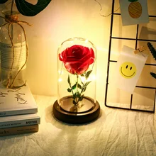Креативная роза мыло цветок со светодиодной звездой лампа в стеклянном куполе украшение дома лучший подарок на свадьбу и День святого Валентина