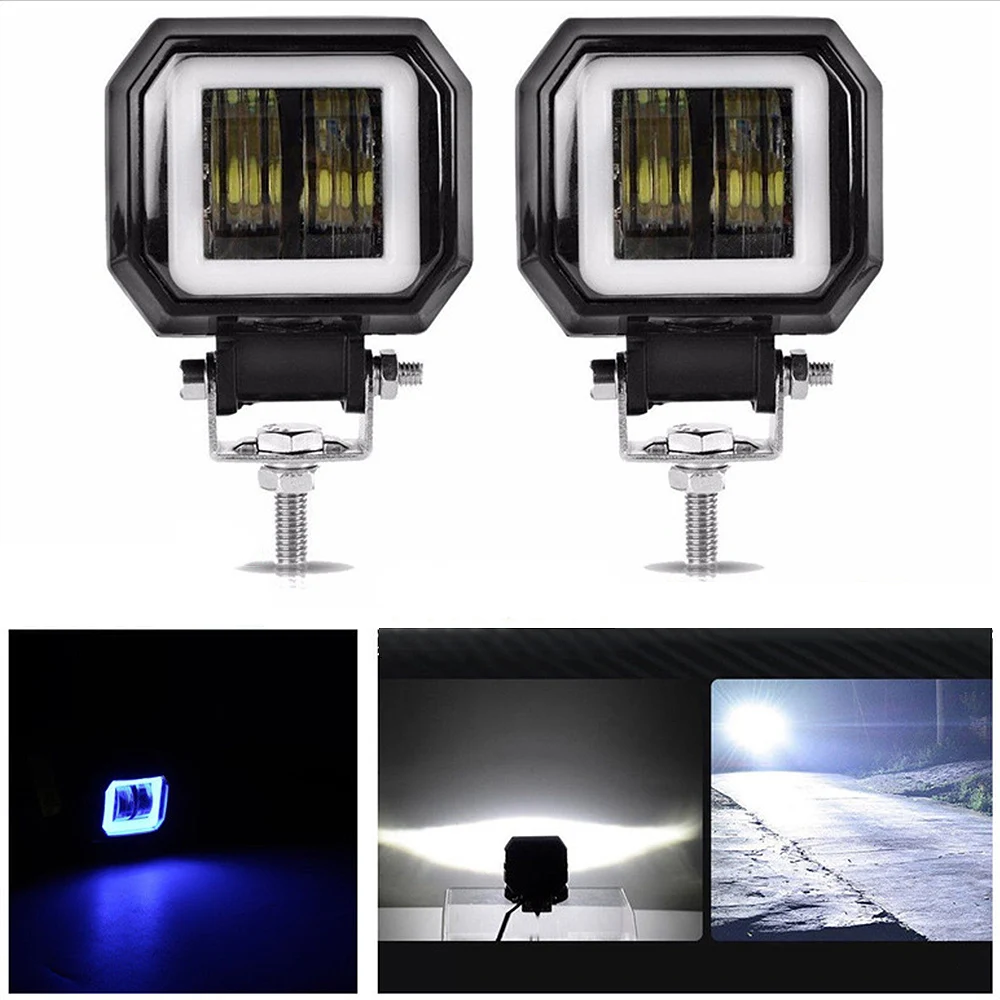 

2pcs 20W Motorcycle LED Work Light Pods 6000K Spot Lamp DRL Headlight Fog Lamp For Car UTV Off Road