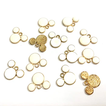 

Wholesale 19mm*15mm 30pcs/lot Gold All White Enamel Minnie Charms Pendants