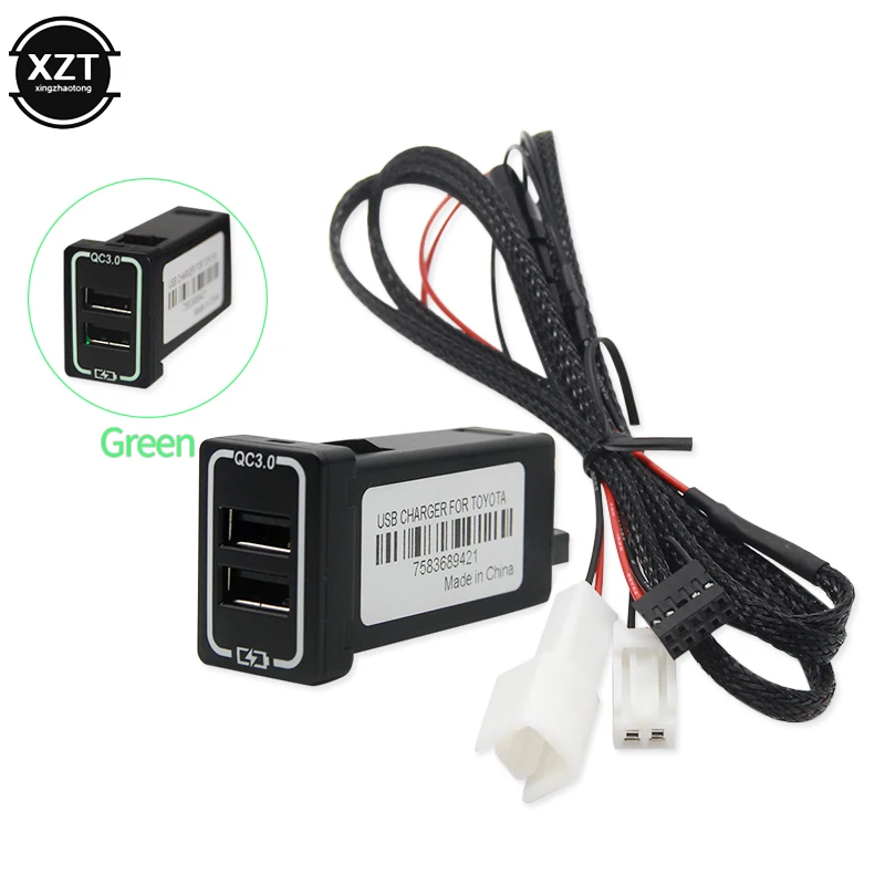 Быстрая зарядка автомобильное зарядное устройство двойной QC3.0 USB интерфейс разъем быстрое автомобильное зарядное устройство использовать для TOYOTA Camry Corolla Yaris RAV4 eiz Cruiser - Название цвета: green