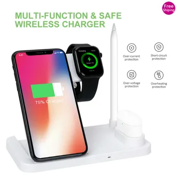 

4 In 1 Wireless Charger Qi-Certified Fast Charging Station Foldable Updated Version for Airpods Pro IPhone IWatch 5 for Samsung
