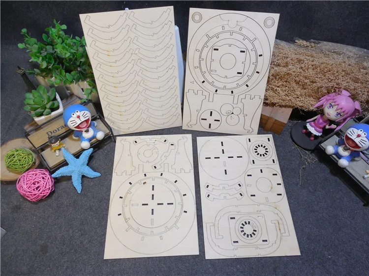 3D Wooden Puzzle Toy DIY Hello Kitty Doraemon Table Lamp Assembly Model Wood Craft Kits Wooden Toys For Children (14)