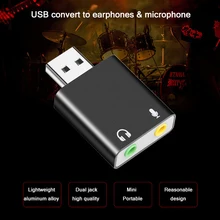 Kebidu placa de som interface áudio usb adaptador fone de ouvido soundcard para microfone alto-falante computador portátil placa de som externa