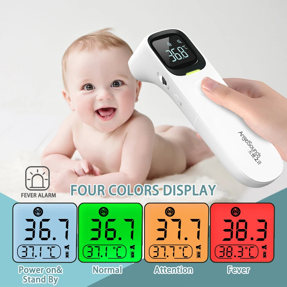 

Non-contact IR Infrared Kids Thermometer Forehead Body Temperature Gun LCD Digital Display With Fever Warning Function Gauge