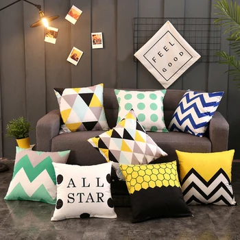 

Yellow Diamond Wave Cushion Covers Geometric Throw Pillow Case for Home Chair Sofa Decoration Square Pillowcases