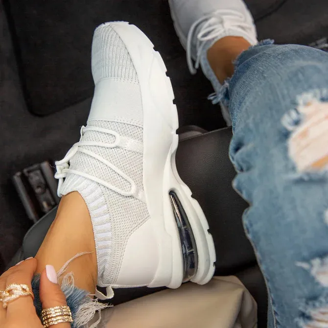 Sneakers for Women Summer Woman Breathable Sock Casual Shoes  Lace Up Tennis Mesh Shoes Female Sport Shoes Ladies Flat Big Size