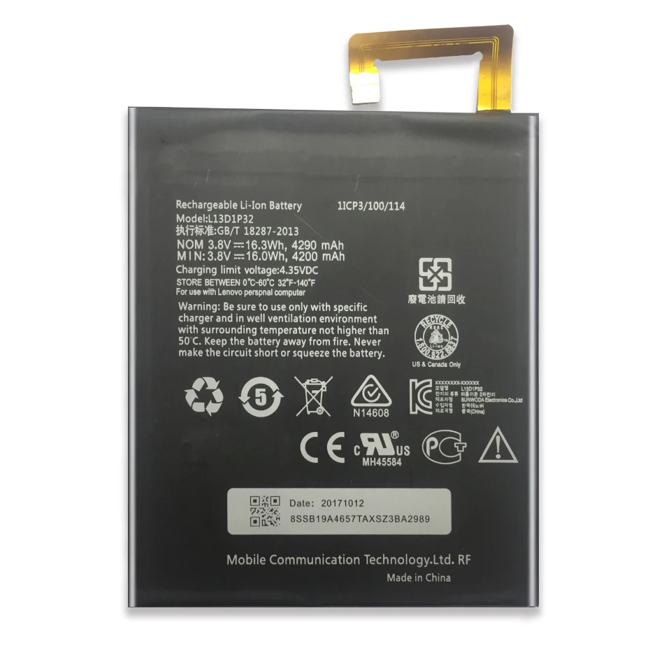 Для lenovo Lepad PAD A8-50 A5500 литий-полимерные аккумуляторы для lenovo Lepad PAD A8-50 A5500 4290 мАч L13D1P32 Аккумулятор для планшета