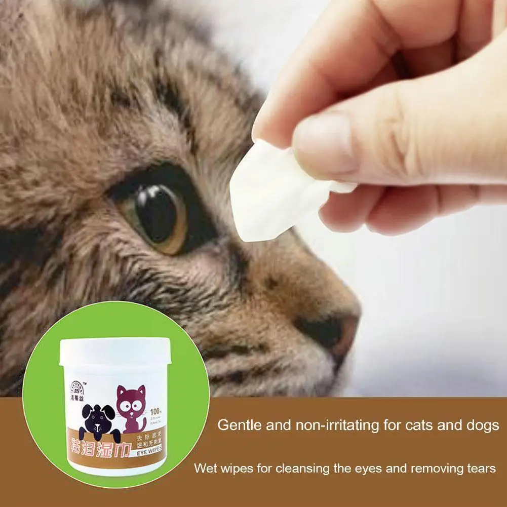 100pcs/set Pet Eye Wet Wipes Dog Cleaning Grooming Tear Stain Remover Gentle Non-initiating Towel For E W9v5 | Дом и сад