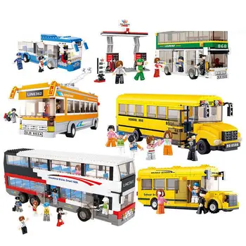 

0506 382PCS City bus - large school bus. toys for children educational building blocks 3D DIY Figures Birthday