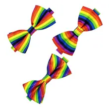 Унисекс мужской и женский воротник комбинированный пение Подружка невесты свадьба Радуга Полосатый бант шоу костюм аксессуары