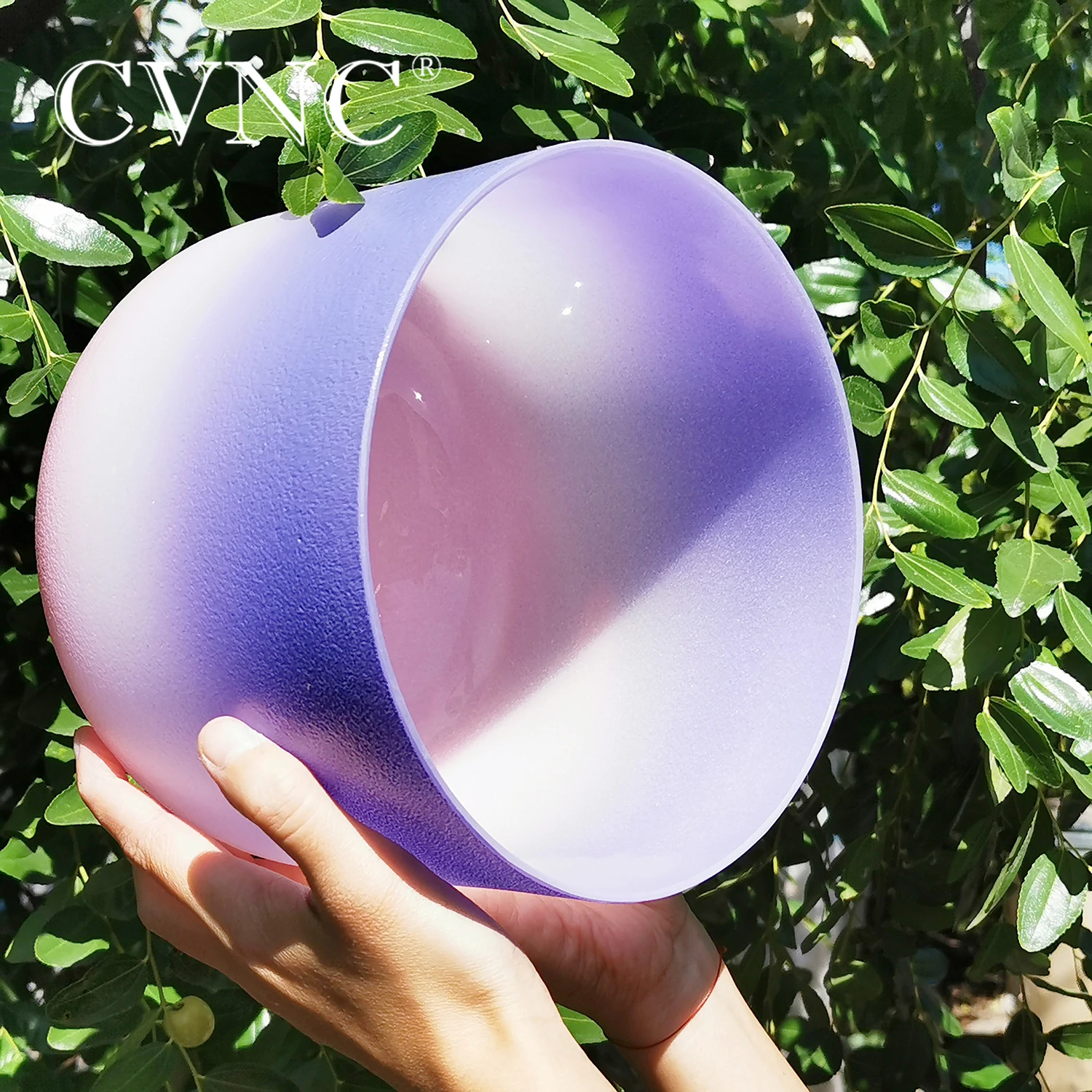 

CVNC 12 Inch B Crown Chakra Purple Pink Frosted Quartz Crystal Singing Bowl 432Hz