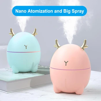 

200ML Air Humidifier Mini Cute Deer-shaped Portable Humidifier Aroma Essential Oil Diffuser Mist Maker for Home/Office/Car Use
