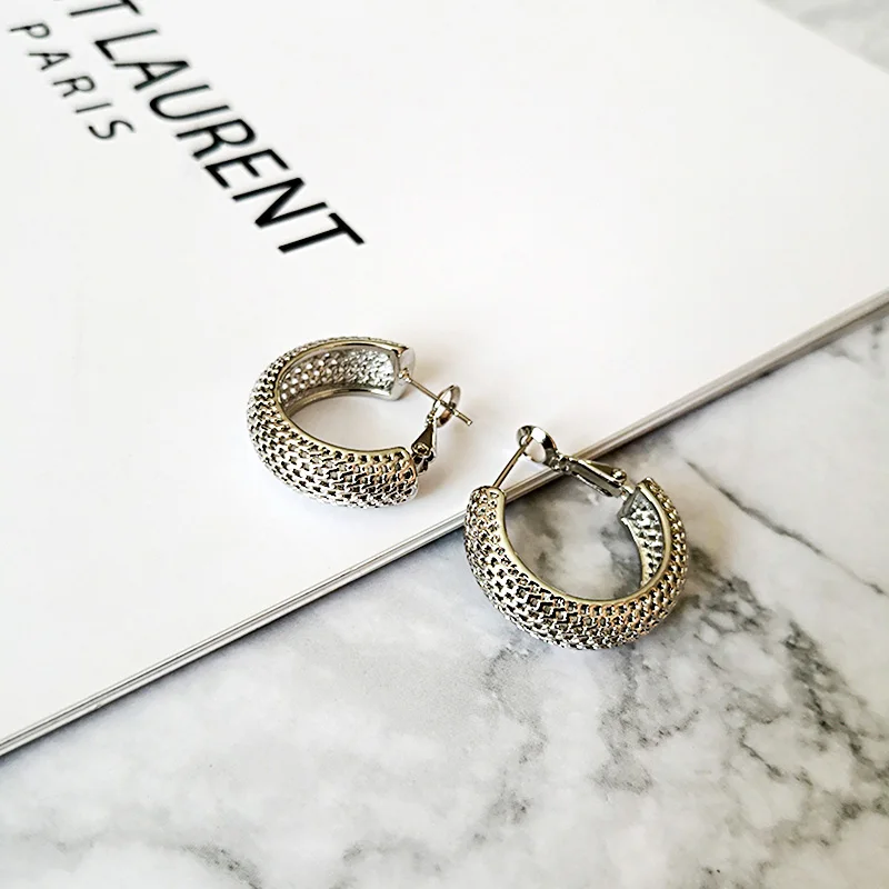 silver GHIDBK модные эффектные полукруглые серьги-кольца минималистичные Изящные серьги оправа на леске геометрические обручи летние ювелирные изделия - Окраска металла: silver
