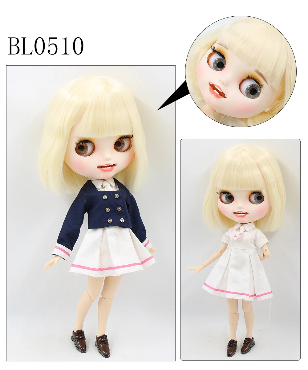 Neo Blythe Doll with Blonde Hair, White Skin, Matte Smiling Face & Custom Jointed Body 1