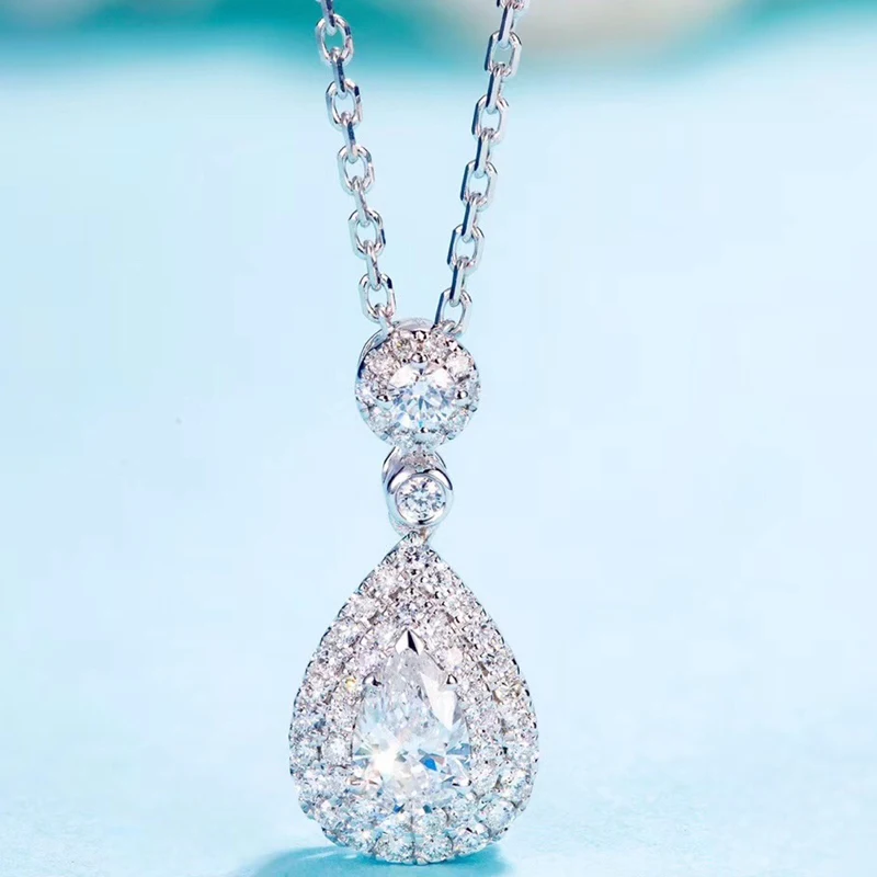 AEAW, горячие продажи, 0.30ct из белого золота 18 К высшего класса леди модное, в форме груши разрезать с алмазными подвесками, Замшевые женские ботинки Цепочки и ожерелья для Для женщин