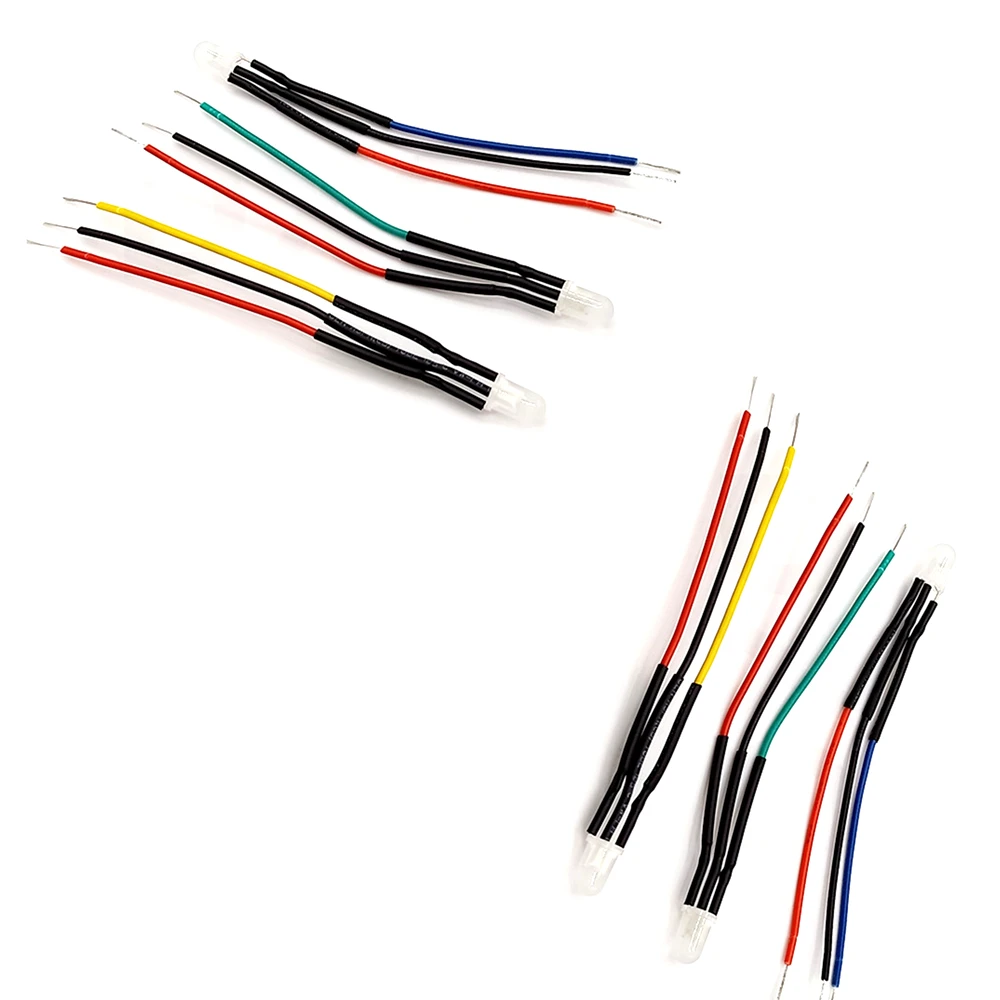 10Pcs 3V 5V 6V 9V 12V 24V 36V 48V 110V 220V 3mm Bi-Color Double Color Common Anode Pre-wired LED With 20cm Wire | Освещение