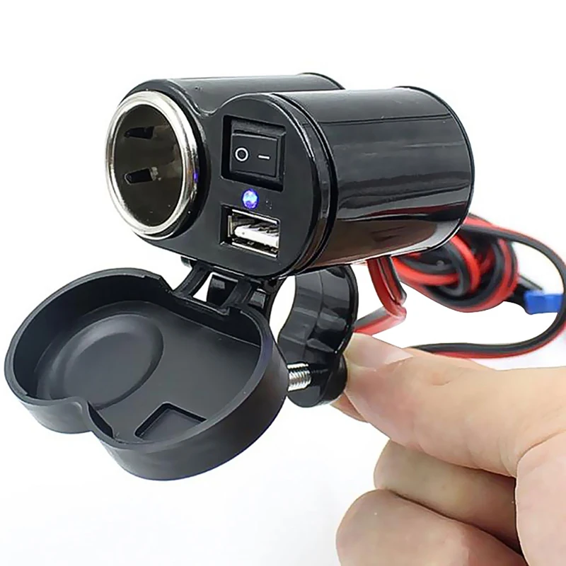 

Car Motorcycle Bike Waterproof Cigarette Lighter USB Power Charging Socket New