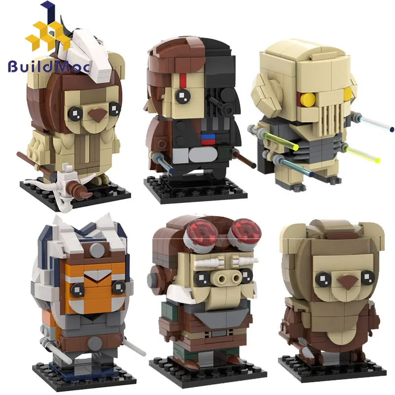 Buildmoc Star Movie Figures Vader-Anakined Ewoked Ahsokaed Kuiils General-Grievous Brickheadz Model Building Blocks Kids Toys | Игрушки и