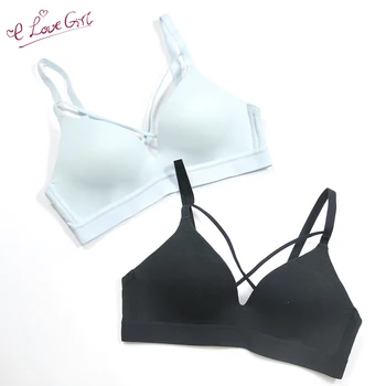 

E lovegirl Sexy Women's Underwear Beauty Back Closure 3/4 Cup Wire Free Thin Push Up Cross Bras Push Up Glossy Seamless