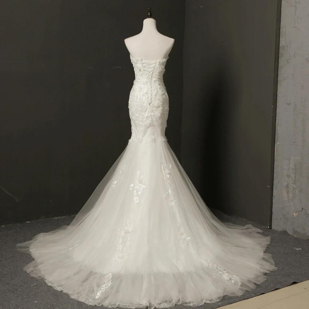 Свадебное платье русалки под заказ Vestido De Novia Sirena, кружевной вырез лодочкой, аппликация, цветы, с раструбом, свадебное платье, Robe Mariee